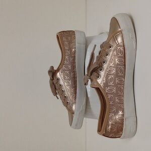 Bebe "Dane" Low Profile Rose Gold Metallic Sneakers ** Sz 7